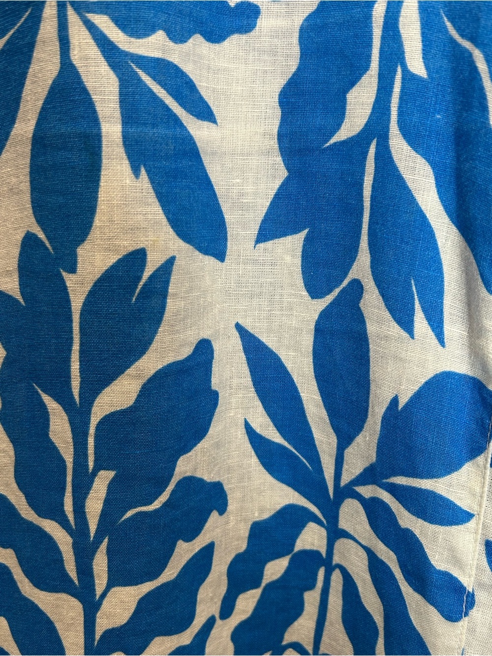 Rachel Zoe White & Blue Tropical Linen Wide Leg Pull-up Pants - Large - Picture 5 of 6